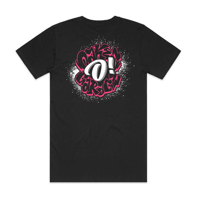 Oakes Garage House Logo V2 Tee - Black/Fuscia