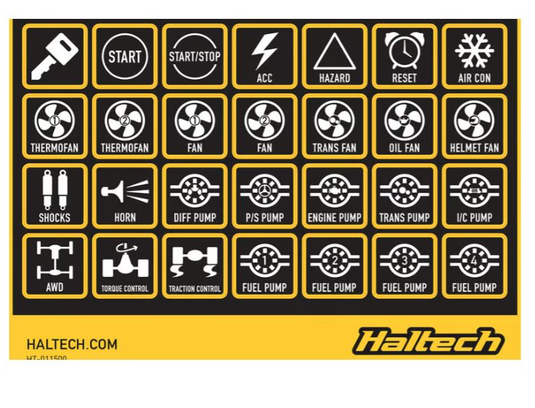 Haltech CAN Keypad Label Set