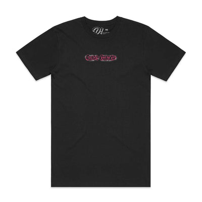 Oakes Garage House Logo V2 Tee - Black/Fuscia