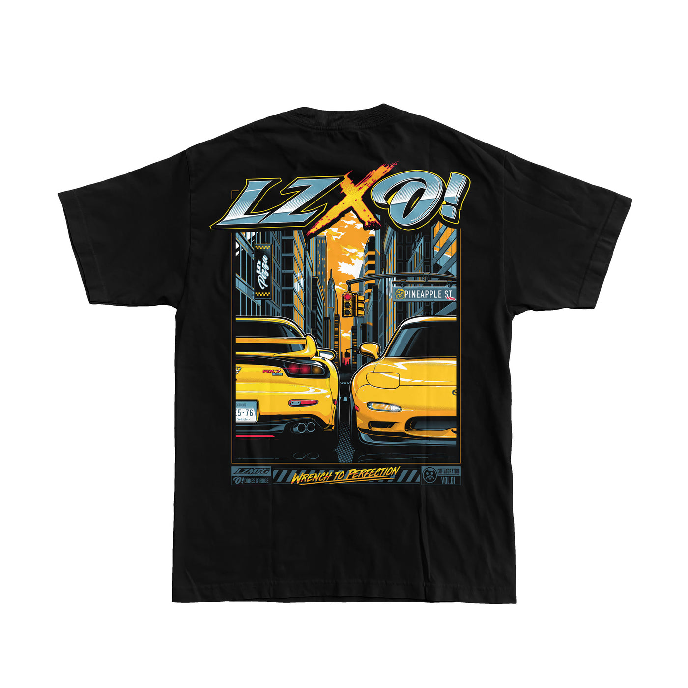 ﻿TSHIRT - LZMFG X OAKES GARAGE RX7 COLLAB LIMITED EDITION