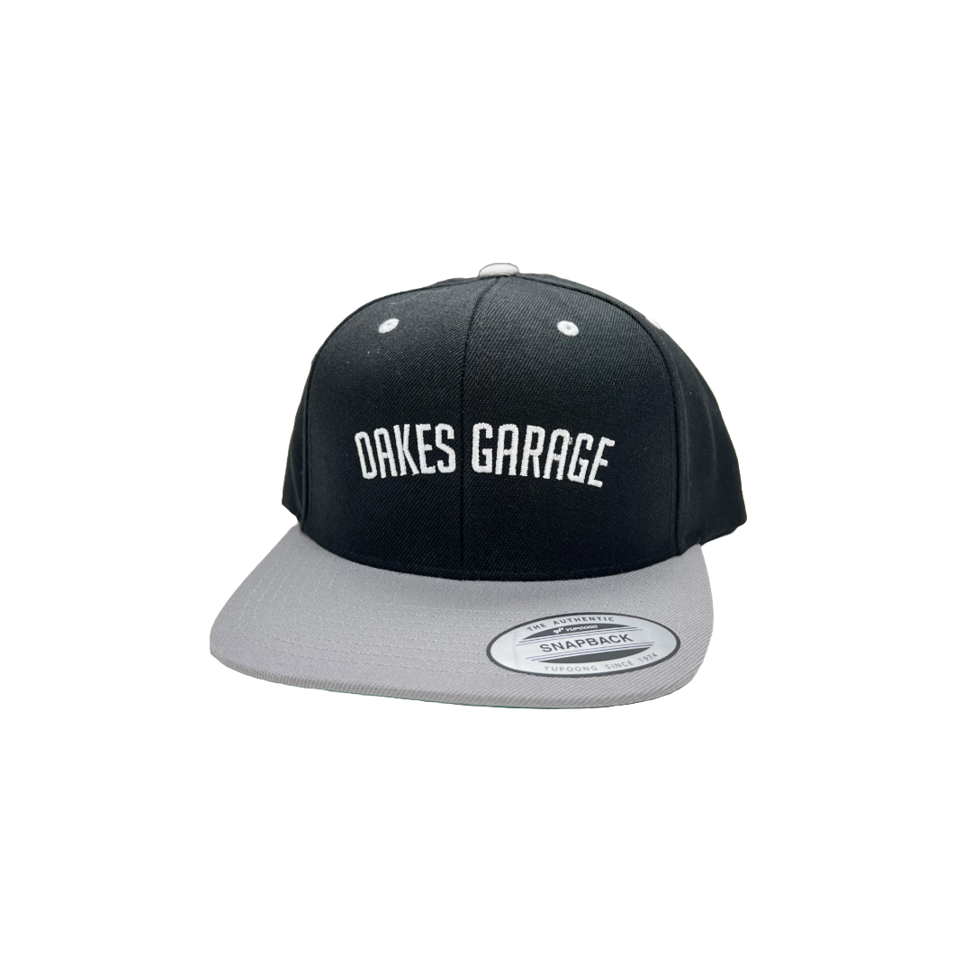 Oakes Garage Snap back - Black w/Silver Brim