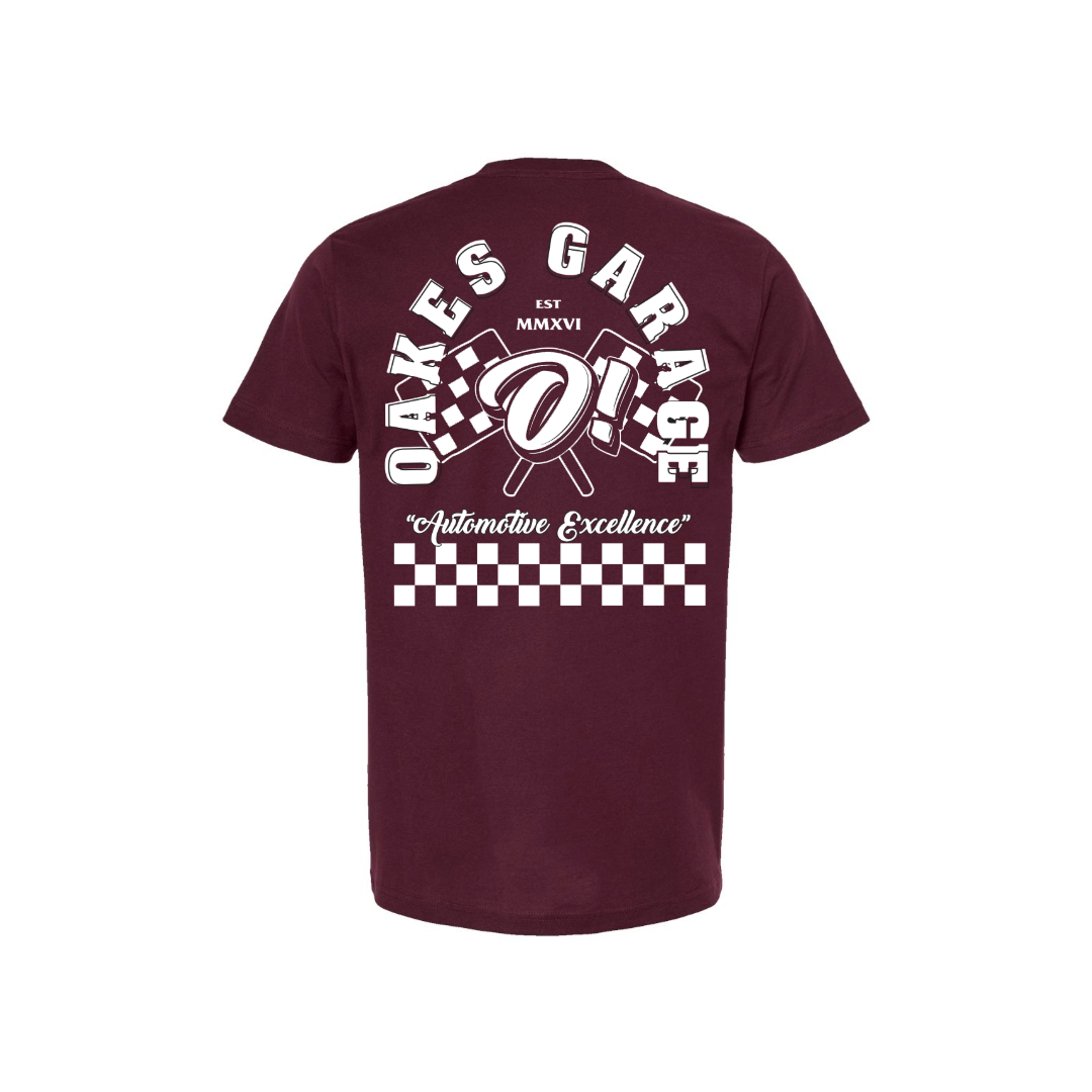 Oakes Garage Auto Excellence Tee - Burgundy