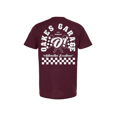 Oakes Garage Auto Excellence Tee - Burgundy