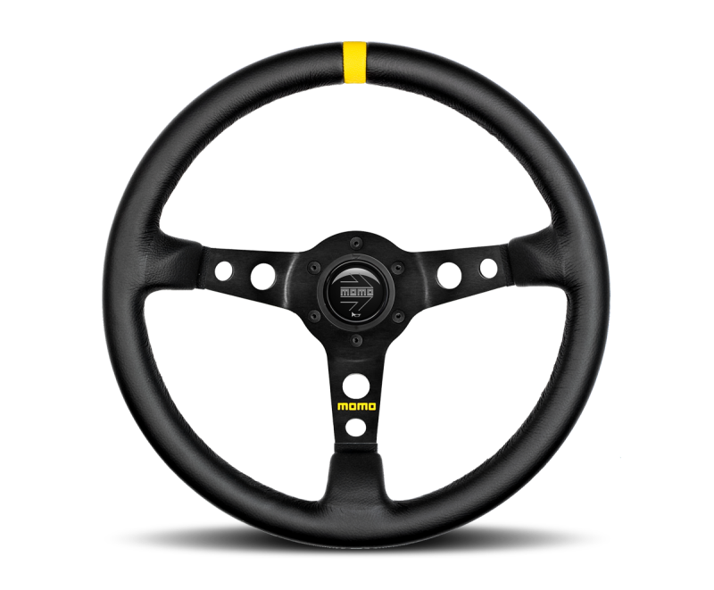 MOD07 - 350 mm -  Black Leather/Black Spokes/1 Stripe