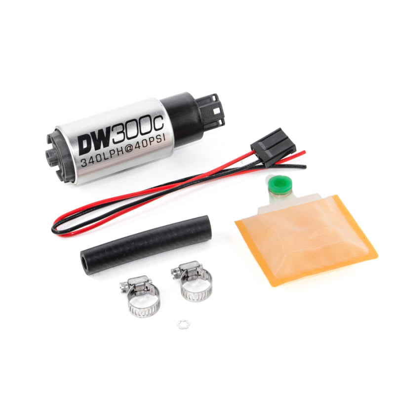 DeatschWerks 340lph DW300C Compact Fuel Pump w/ Universal Install Kit (w/o Mounting Clips)
