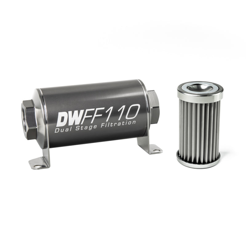 DeatschWerks Stainless Steel 5 Micron Universal Inline Fuel Filter Housing Kit (110mm)