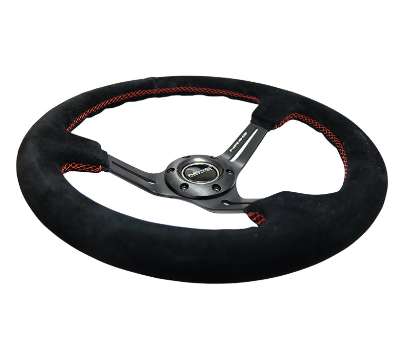 (350mm / 3in. Deep) Blk Suede w/Red Stitching & 5mm Spokes w/Slits