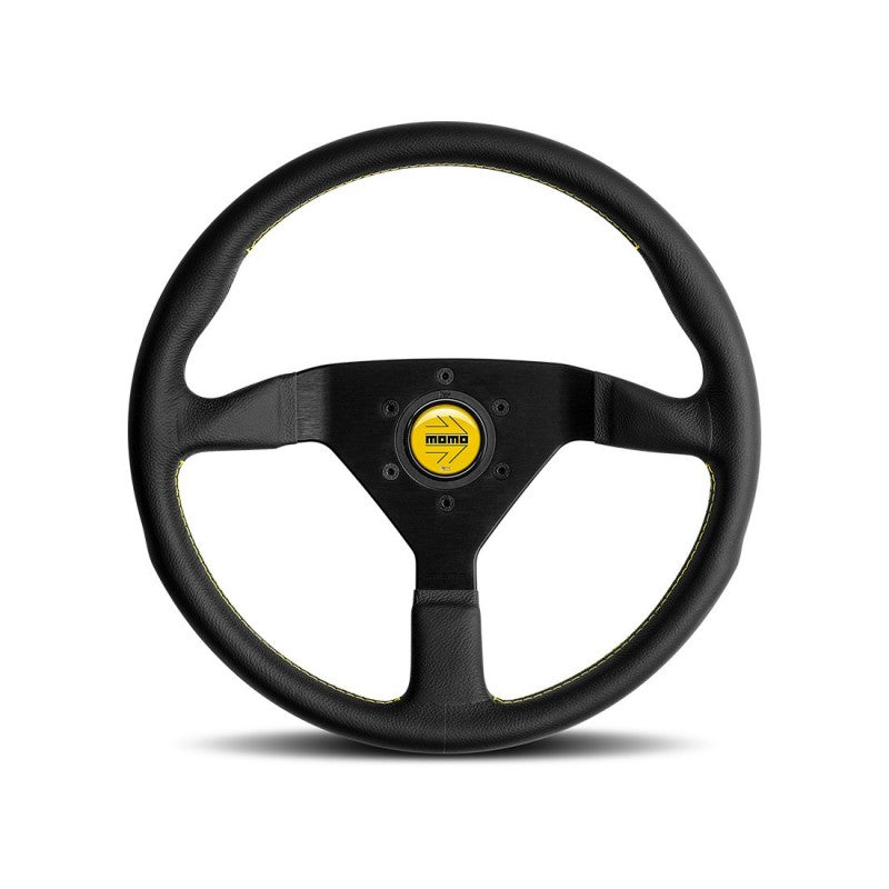 Montecarlo - 350 mm - Black Leather/Yellow Stitch/Black Spokes